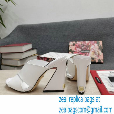 Dolce  &  Gabbana Heel 11cm Mules Calfskin White with Geometric Heel 2022